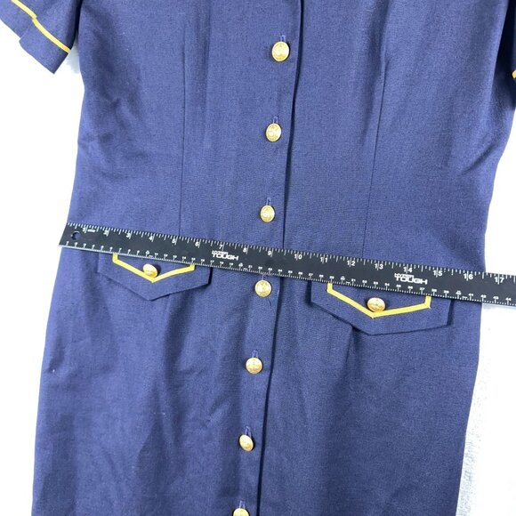 Talbots Vintage Tailored Dress Front Button Cap Sleeves Womens Navy Size 8P - Picture 5 of 10